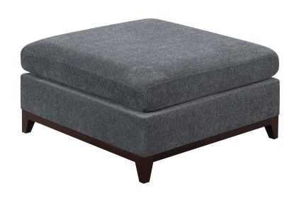 Modular Living Room Furniture Ottoman Ash Chenille Fabric 1pc Cushion Ottoman Couch Exposed Wooden base