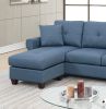 Blue Color Glossy Polyfiber Tufted Cushion Couch Sectional Sofa Chaise Living Room Furniture Reversible Sectionals Chaise