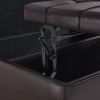 Large Square Faux Leather Storage Ottoman | Coffee table for Living Room & Bedroom (Dark Brown)