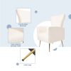 Velvet Accent Chair, Wingback Arm Chair with Gold Legs, Upholstered Single Sofa for Living Room Bedroom, White