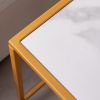 Nesting End/Side Table,Night Stand 2-Piece Set,Square Sintered stone Top with Golden Metal Frame