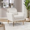 29.5"W Modern Boucle Accent Chair Armchair Upholstered Reading Chair Single Sofa Leisure Club Chair with Gold Metal Leg and Throw Pillow for Living Ro