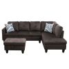 Espresso Flannel Living Room Sofa Set