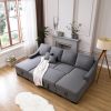 Upholstery Sleeper Sectional Sofa with Double Storage Spaces; 2 Tossing Cushions; Grey