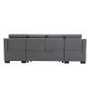 Upholstery Sleeper Sectional Sofa with Double Storage Spaces; 2 Tossing Cushions; Grey