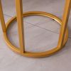 Modern C-shaped end/side table,Golden metal frame with round marble color top-15.75'