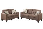 Living Room Furniture 2pc Sofa Set Light Coffee Polyfiber Tufted Sofa Loveseat w Pillows Cushion Couch Solid pine