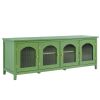 71-inch stylish TV cabinet TV frame TV stand solid wood frame, Changhong glass door, antique green, can be placed in the children's room,bedroom livin