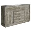 58" Farmhouse Double-Door Three-Layer TV Cabinet in Light Gray