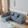 Modular L-shaped Corner sofa ; Left Hand Facing Sectional Couch;  Grey Cotton Linen-90.9''