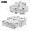 65.7" Linen Upholstered Sleeper Bed , Pull Out Sofa Bed Couch attached two throw pillows,Dual USB Charging Port and Adjustable Backrest for Living Roo