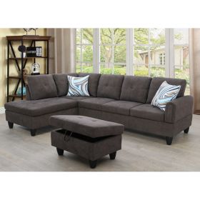 Dark Brown Flannel Living Room Sofa