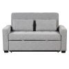 65.7" Linen Upholstered Sleeper Bed , Pull Out Sofa Bed Couch attached two throw pillows,Dual USB Charging Port and Adjustable Backrest for Living Roo