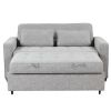 65.7" Linen Upholstered Sleeper Bed , Pull Out Sofa Bed Couch attached two throw pillows,Dual USB Charging Port and Adjustable Backrest for Living Roo