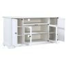 TV Stand for TV up to 65in with 2 Tempered Glass Doors Adjustable Panels Open Style Cabinet, Sideboard for Living room