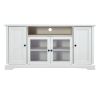 TV Stand for TV up to 65in with 2 Tempered Glass Doors Adjustable Panels Open Style Cabinet, Sideboard for Living room