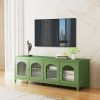 71-inch stylish TV cabinet TV frame TV stand solid wood frame, Changhong glass door, antique green, can be placed in the children's room,bedroom livin