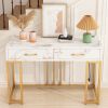 Console Table with 2 Drawers, Entryway Table with Outlets and USB Ports, Sofa Table Narrow Long with Storage Shelves for Living Room