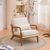 Oak Armrest Oak Upholstered Single Lounge Chair Indoor Lounge Chair Off-White