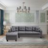 Left sectional sofa with footrest, convertible corner sofa with armrest storage, sectional sofa for living room and apartment, left chaise longue (gre