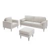 Living Room Upholstered Ottoman with high-tech Fabric Surface/ Chesterfield Tufted Fabric Bench, Large-White.