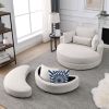 [Video] Welike Swivel Accent Barrel Modern Sofa Lounge Club Big Round Chair with Storage Ottoman Linen Fabric for Living Room Hotel with Pillows