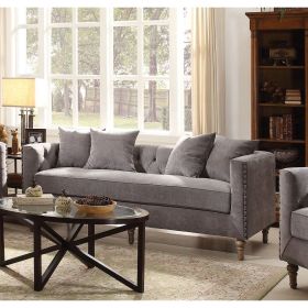 Sidonia Sofa w/4 Pillows in Gray Velvet