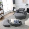 [Video] Welike Swivel Accent Barrel Modern Dark Grey Sofa Lounge Club Big Round Chair with Storage Ottoman Linen Fabric for Living Room Hotel with Pil