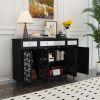 Accent Buffet Sideboard with 4 Mirror Doors, Storage Cabinet Console Table with Adjustable Shelves, Kitchen Cupboard Server Bar Cabinet for Living Roo