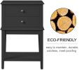 conifferism Tall Bed Side Tables Black,Large Wood Nightstand with 2 Drawers 28 inch Height for Living Room,Sofa End Table with Storage Shelf for Home