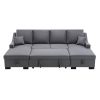 Upholstery Sleeper Sectional Sofa with Double Storage Spaces; 2 Tossing Cushions; Grey