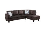 Espresso Flannel Living Room Sofa Set