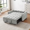 Modern Velvet Loveseat Futon Sofa Couch Pullout Bed, Small Love Seat Lounge Sofa w/Reclining Backrest, Toss Pillows, Pockets, Furniture for Living Roo