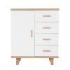 Dresser Bedroom Storage Drawer Organizer Closet Hallway Storage Cabinet with 1 Door 4 Drawers, Wood Dresser Chest for Living Room Bedroom (Out of Stoc