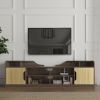 70.87Inches modern TV Stand, high glossy front TV Cabinet, the cabinet body and the door panel are embossed, showing elegance can be assembled in Loun