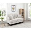 61" Chenille modern Upholstered Sofas Love Seater with Nails and Armrests (White)