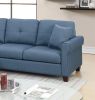 Blue Color Glossy Polyfiber Tufted Cushion Couch Sectional Sofa Chaise Living Room Furniture Reversible Sectionals Chaise