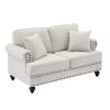 61" Chenille modern Upholstered Sofas Love Seater with Nails and Armrests (White)