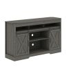 Dark Gray Farmhouse Storage Cabinet Sideboard Shelves Movable Barn Door Tv Stands For Living Room Indoor