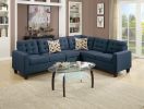 Modular Sectional Navy Polyfiber 4pcs Sectional Sofa LAF And RAF Loveseats Corner Wedge Armless Chair Tufted Cushion Couch