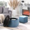 [Video] Round Ottoman Set with Storage, 2 in 1 combination, Round Coffee Table, Square Foot Rest Footstool for Living Room Bedroom Entryway Office