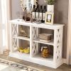 TREXM Console Table with 3-Tier Open Storage Spaces and "X" Legs, Narrow Sofa Entry Table for Living Room (White)