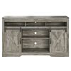 58" Farmhouse Double-Door Three-Layer TV Cabinet in Light Gray