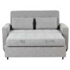 65.7" Linen Upholstered Sleeper Bed , Pull Out Sofa Bed Couch attached two throw pillows,Dual USB Charging Port and Adjustable Backrest for Living Roo