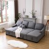 Upholstery Sleeper Sectional Sofa with Double Storage Spaces; 2 Tossing Cushions; Grey