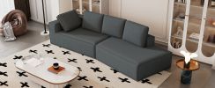 125" Stylish Chaise Lounge Modern Indoor Lounge Sofa Sleeper Sofa with Clean Lines for Living Room, Grey