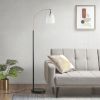 Arched Metal Floor Lamp with Frosted Glass Shade