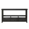 3 Tier Vintage Solid Console Table with 3 Drawers and Shelves; Industrial Console Table Coffee Table for Living Room Entry Bedroom Black Color