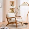 Oak Armrest Oak Upholstered Single Lounge Chair Indoor Lounge Chair Off-White