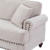 61" Chenille modern Upholstered Sofas Love Seater with Nails and Armrests (White)